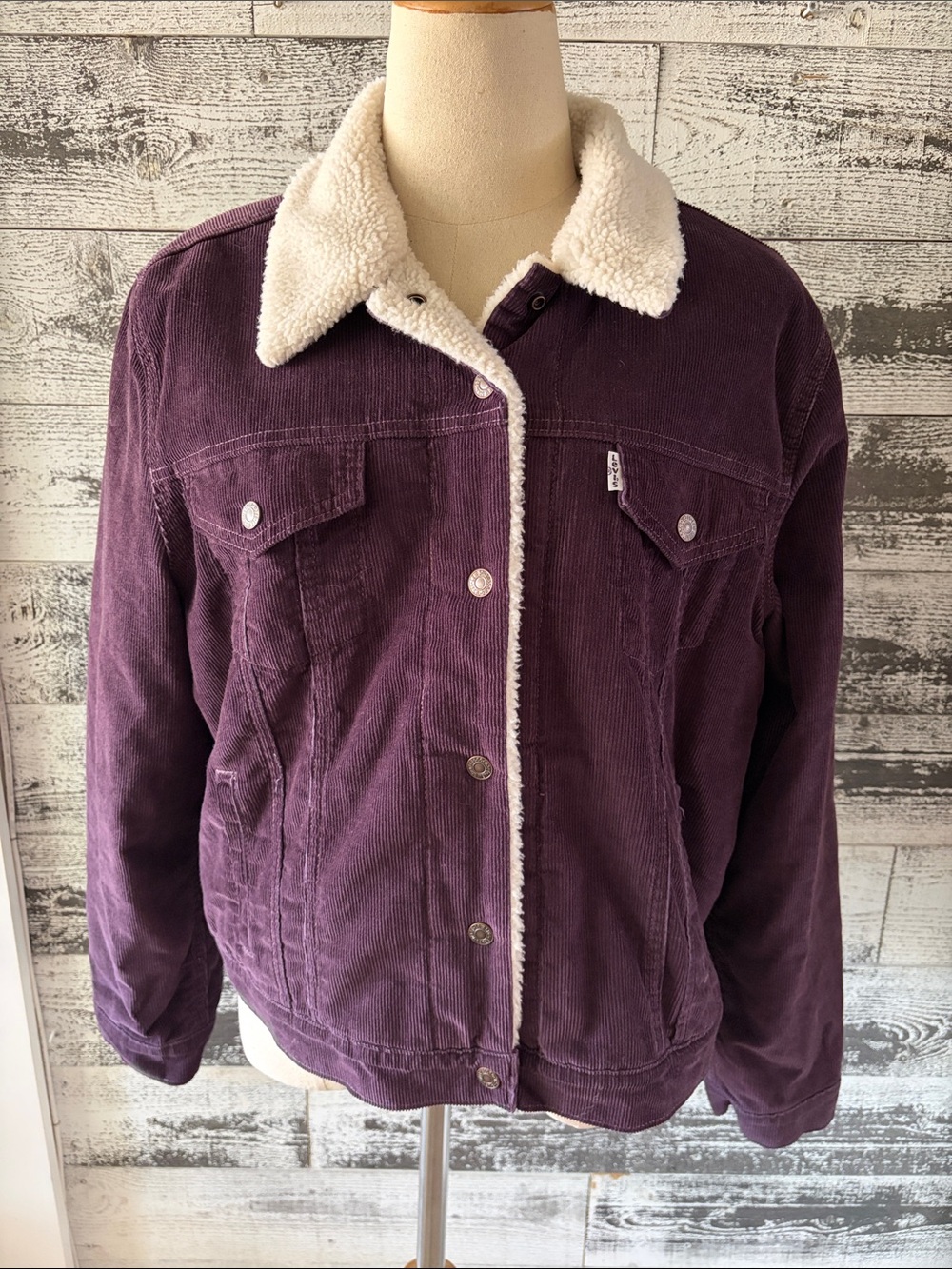 Levi's Purple Corduroy Sherpa-Lined Trucker Jacket